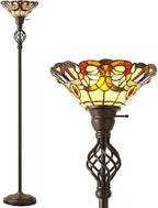 GyroVu Tiffany Floor Lamp Torchiere Floor Lamp with Stained Glass 71 Inch Tall Floor Lamp Standing Reading Light Floor Lamp for Living Room Corner Bedroom Home Office, Bulbs Included