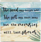Coastal Room Decor Beach Decorations for Home Summer Decorations Wooden Box Sign for Home Office Farmhouse Table Shelf