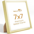 7x7 Aluminum Metal Picture Frame,Tempered Glass Gold Photo Frame 7x7 for Family Photo,Posters,Art,Document to Wall Mount Horizontally or Vertically