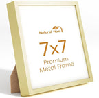7x7 Aluminum Metal Picture Frame,Tempered Glass Gold Photo Frame 7x7 for Family Photo,Posters,Art,Document to Wall Mount Horizontally or Vertically