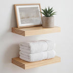 Homeforia 12 inch Natural Floating Shelf, High End Solid Real Wood 12inch Small Floating Shelves for Wall Mounted, Natural Wooden Floating Shelves, Heavy Duty Bracket, 12 X 6.5 X 1.75 in, Set of 2