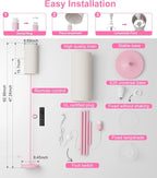 luckystyle LED Floor Lamp for Living Room, Dimmable Tall Lamps with Foot Switch,Remote Custom Color Temperature Pink Pole Lamp with Lampshade,12W Led Bulb Standing Lamps for Bedroom Office Kid Room