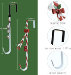 2 Pack Candy Cane Snowman Wreath Hangers for Front Door,Christmas Decoration Metal Over The Door Single Wreath Hook Ornament Door Wreath Hanger,Door Hanger for Wreath Front Door