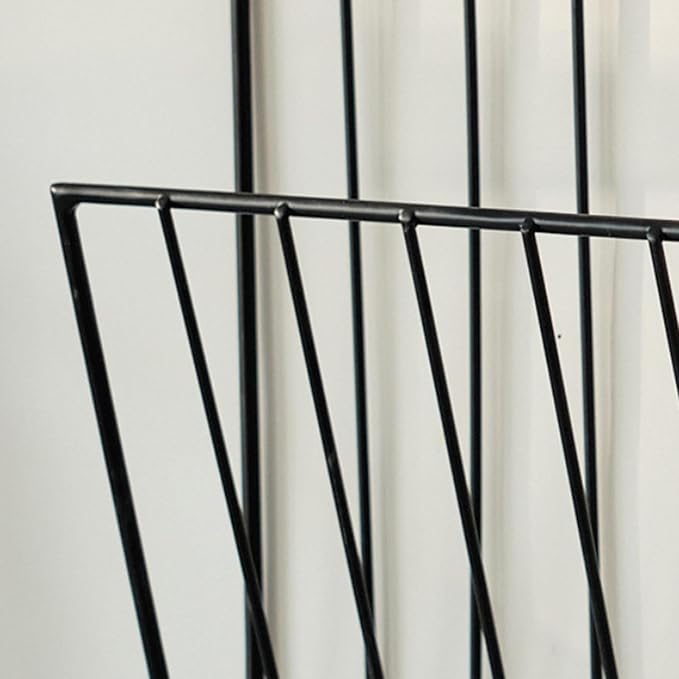 Black Wall Mounted Magazine Rack And File Holder – A Sturdy Iron Organizer For Mail, Letters, Folders, And Papers – Decorative For Home Office Or Study Room