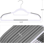 50 Pack Non-Slip Plastic Hangers with Tie Rack, Slim Space-Saving Clothes Hangers – Heavy Duty Plastic Hangers for Suit, Shirts, Pants, Dorms & Home Organization, White and Dark Gray