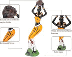 CYYKDA 3PACK Vintage African Statue. Hand Sculpture African American Figurines. Exotic Tribal Lady African Art Piece for Home Decor. Figurines Home Decor. Room Decor for Women-Yellow