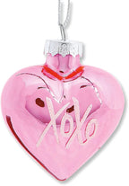 Lillian Vernon Glitter Words Blown Glass Valentine’s Day Ornaments - Handcrafted Hanging Tree Decorations, Heart Glitter Words Holiday & Party Decor, 2.5 in, Pink & Red, 12-Piece Set