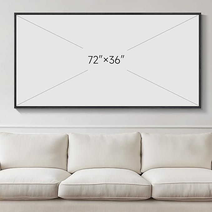 Extra Large Framed Navy Blue Abstract Canvas Wall Art for Living Room, Oversized Minimalist Modern Prints Paintings Artwork for Walls, Horizontal Contemporary Wall Decor for Bedroom Dining Room 36x72
