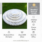 SWADESHI BLESSINGS HandCrafted Marble Ruffle Bowl/Antique Scallop Bowl/Fruit Bowl/Vintage Ring Dish/Decorative Flower Dish/HouseWarming Gift/Wedding Gifts/Urli (12 Inches)