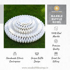 SWADESHI BLESSINGS HandCrafted Marble Ruffle Bowl/Antique Scallop Bowl/Fruit Bowl/Vintage Ring Dish/Decorative Flower Dish/HouseWarming Gift/Wedding Gifts/Urli (7 Inches)