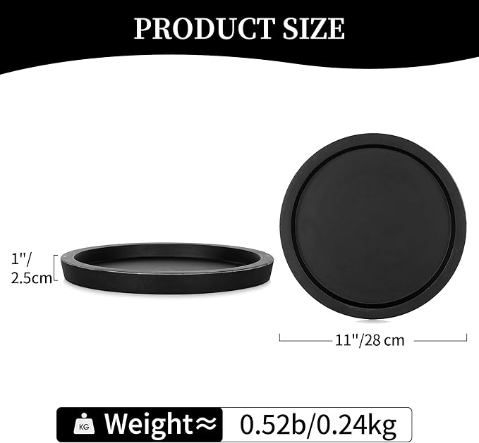 Hanobe Candle Plate Holder Tray: Round Wood Decorative Candle Plate - Rustic Farmhouse Coffee Table Decor - Tealight Pillar Trays for Home Decor (Black)