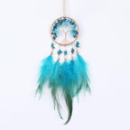 Pretty Jolly Small Tree of Life Crystal Stone Dream Catchers Blue Feathers Mini Dreamcatchers for Cars Rear View Mirror Hanging Decoration Good Luck Travel Charm Bedroom Ornaments for Women Girls