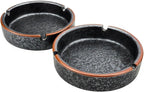 Ceramic Ashtray Stylish Indoor & Outdoor Cigarette Ashtray for Home, Coffee Bars, and Patios，Lava Dazzling Black (2PCS)