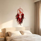 Handmade Dream Catcher, Animal Design Feather Dream Catchers Wall Decoration, Art Craft Feather Wall Decor for Home, Gift for Girls Kids Women (Red)