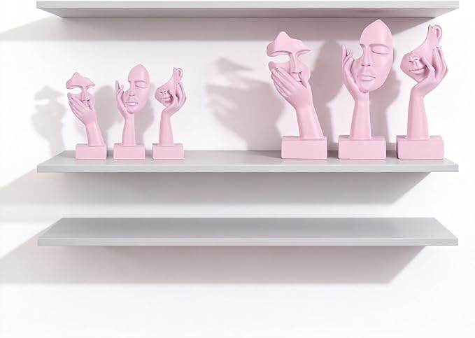 3 Pcs Thinker Large Statue Set - Pink Art Abstract Home Accent Figurines for Living Room, Bedroom, Shelves, Office Desktop, Coffee Table Decor, Gift for Women (3 Pcs Pink, 9")