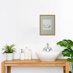 Funny Kids Bathroom Wall Art Cute Boy in Bathtub Wall Decor Picture, Eclectic Child Nursery Bathroom Poster Canvas Prints painting for Restroom 12x16 inch Wood Framed
