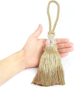 2 Pack Gold Tassels with Loops, Door Knob Tassel Large Handmade Tassel Craft, DIY Accessories for Home Decoration (Gold, 2)