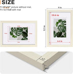 Egofine 8x12 Picture Frames Set of 4, Made of Solid Wood Covered by Plexiglass 5x7 and 6x8 with Mat or 8x12 without Mat, for Table Top Display and Wall Mounting Photo Frame Beige