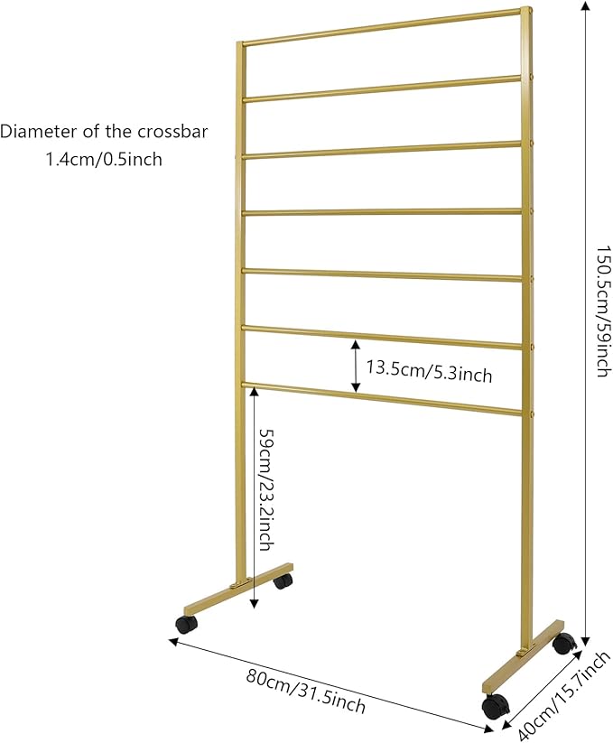 7 Tiers Rolling Display Tie & Scarf Rack Towel Belt Pants Hangers Ribbon Organizer Hijab Stand, Floor Standing Tie Scarves Hanging Rack Necktie Holder for Home Commercial Clothing Retail Store