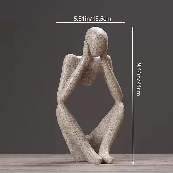 Thinker Statues And Sculptures, Sandstone Resin Thinker Statue Ornaments, Abstract Style Sculptures, Housewarming Gifts, Housewarming Decorations, Living Room Dining Desk Decorations (Middle, Large)