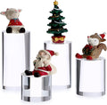 Hipiwe 4-Pack Acrylic Display Risers Figures Display Stand Holder Clear Cylinder Tabletop Jewelry Perfume Showcase Organizer for Geodes Rock Small Collectibles Display Blocks