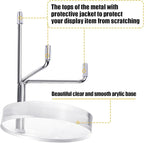Suzile 4 Pcs Adjustable Metal Arm Display Stand Easel with Acrylic Base Rock Display Easel Holder Acrylic Crystal Clear Plate Stand for Geodes Mineral Agate(Silver,2 x 2 x 3.5 Inch)