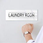 Laundry Room Sign White 9x3 Inch - Indoor Self Adhesive Door Wall Sign Minimalism Design
