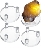 Hipiwe Acrylic Display Easel Rock Display Stand Three-Peg Display Easel Stands for Mineral Crystal Geodes Coral Fossil Small Collectibles Display Stands with Round Base,Small,4 Pack