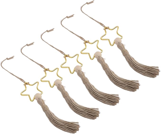 Versatile Wood Bead Jute Rope Tassel Elegant Hanging Ornament for Warm Ambiance Decoration 5pcs