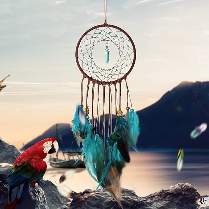 DIY Dream Catcher Making Kit, Macrame Dream Catcher Craft Supplies for Kids Bedroom Wall Decor Nursery Baby Room Hanging Wedding Ornaments Party Handmade Gift (Turquoise)