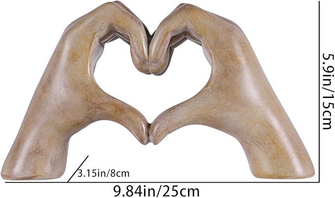 Heart Hand Sculpture, Wood Grain Home Decor Aesthetics for Room Shelf Coffee Table Dining Table Centerpiece, Birthday Gifts and Memorial Gifts for Women, Girlfriend Girls Mom.