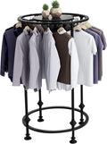 Round Garment Rack, Floor Standing Iron clothes Hanging Rack with Topper, Suitable for Large Shopping Malls Retail, Clothes Boutique Display Laundry Rooms Multi-Purpose Hanging (BLACK)