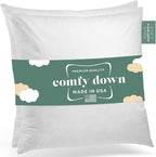 ComfyDown Set of Two20X20 Decorative Throw Pillow Insert, Down and Feathers Fill, 100% Cotton Cover 233 Thread Count, Square Pillow Insert - Made in USA