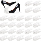 24 Packs Shoe Slots Organizer, Adjustable 4 Level Shoe Stacker, Double Layer Stack Shoe Holder, White Plastic Shoes Space Saver, Thickening Shoe Rack Holder for Closet Organization