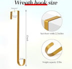 MCFULL 12 in Wreath Hangers for Front Door,Sturdy Metal Wreath Doors Hangers,Over The Door Hooks for Front Porch Decor,Gold Garland Hooks Holders for Halloween Christmas Decorations,2 Packs