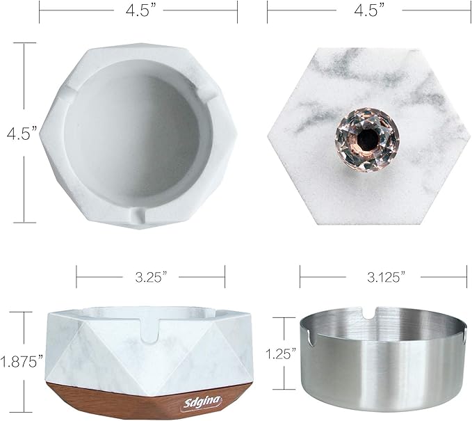 Ashtray with Lid, Decorative Ashtray for Cigarette Smokers with Removable Liner, Easy to Clean, Covered Ash Trays, Home Ashtrays for Smokers Indoor/Outdoor Use