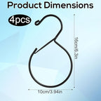 4pcs Belt Hanger, Stainless Steel Belt Organizer Waterproof Tie Hanger Closet Storage Accessory for Scarves Bags Hats Holds Multiple Items (Black)