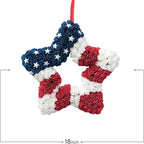 18 Inch Patriotic Red White Blue Large Star Shape Flower Wreath for Front Door, Forth of July American Flag Color Soft Touch Floral Wreath for Indoor and Outdoor, Independence Day Home Decor