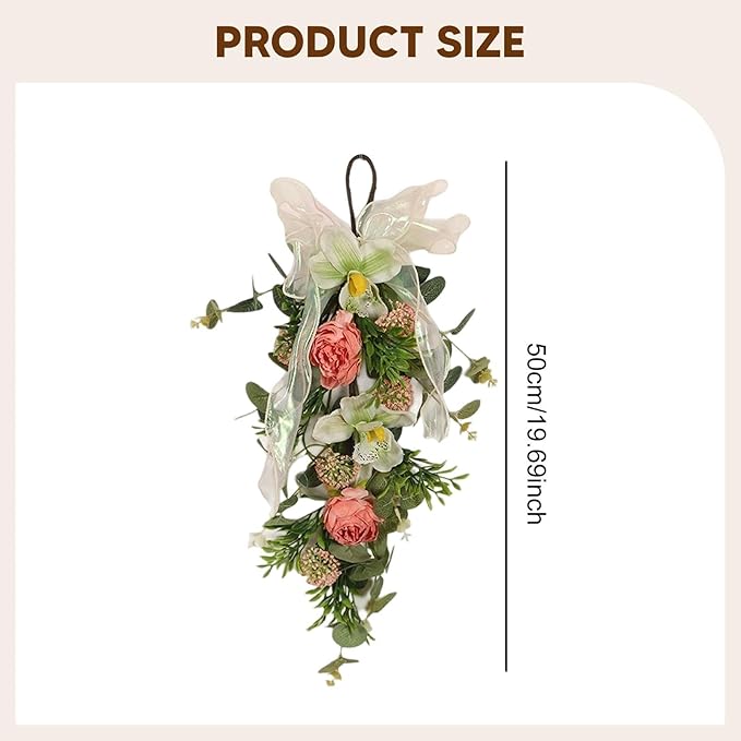 Artificial Floral Swag with Hanging Loop Decoration Spring Wreath Front Door Swag for Birthday Anniversary