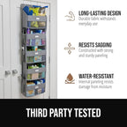 GORILLA GRIP Over The Door Organizer Storage, 5 Deep Hanging Shelves, Holds 50lbs, Closet Organizers Shelf for Bedroom, Shoes, Bathroom, Nursery, Dorm Essentials, 3 Metal Hooks, 58x15 Inches, Gray