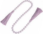 34 Inch Pearl Glass Bead Garland with Tassels - Elegant Boho Table Decor, Fringe Wall Hanging for Wedding, Party, Farmhouse Rustic Prayer Bead Home Decoration(1 Pack,Purple)