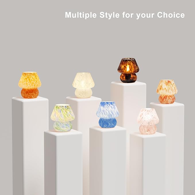 Dawnwake Mushroom Lamp Small Lamp Table Lamp for Bedroom, Desk Bedside Lamps for Living Room,Mushroom Decor Cute Mini Modern Mid Century Lamps for Night Stands,Aesthetic Home Decor (Flame Black)