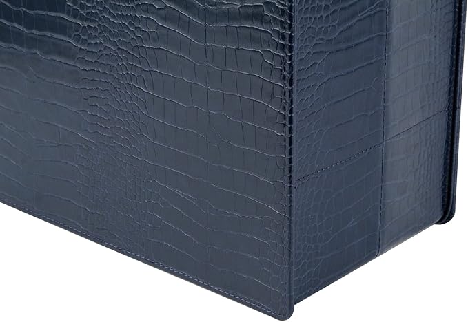 HofferRuffer Magazine Basket Holder, Foldable Magazine Rack, Document File Holder Organizer, File Folder, Newspaper Storage Bin Organizer for Home or Office (Dark Blue)