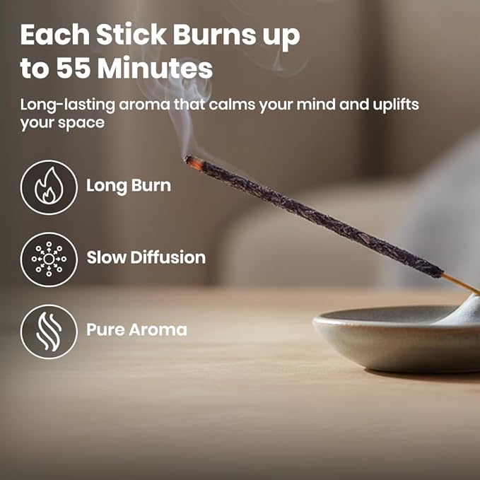 Tulasi Lavender Incense Sticks for Calming (48 Scent Sticks) | with Real Herbs | Long-Lasting 55-Minute Burn | Natural Essential Oils | Perfect for Meditation, Relaxation & Improves Sleep
