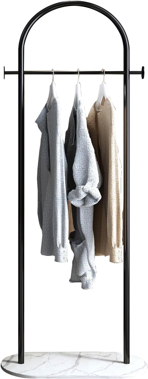 Freestanding Clothing Rack with Marble Base,Modern Black Arch Garment Rack for Small Spaces,Sturdy Metal Coat Rack,Clothes Racks for Hanging Clothes in Bedroom,Closet,Entryway,Boutique Display