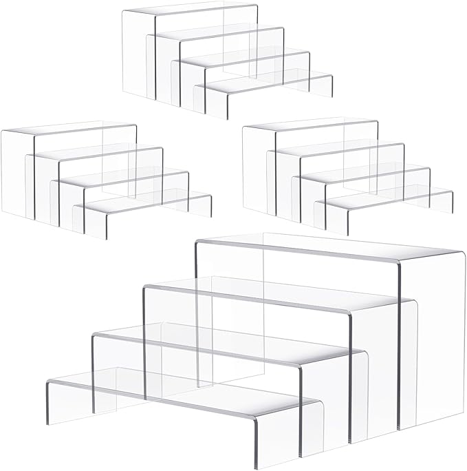 Anglelife 16 pcs 2 Set Acrylic Risers for Display Clear Acrylic Riser Display Stands Acrylic Display Risers for Show Funko Pop Figures, Cupcake, Jewelry, Toys, Perfume and More