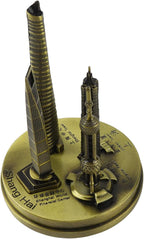 Shanghai Building Collection Model Set, Oriental Pearl Tower and Jin Mao Financial Center Souvenir, Electroplated Bronze Gold Metal Architecture Miniatures for Office Home Decor (Bronze-Small)