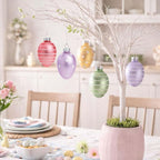 Lillian Vernon Pastel Frost Blown Glass Easter Ornaments - Handcrafted Hanging Tree Decorations, Easter Egg Holiday & Party Decor, 2 in, Assorted, 12-Piece Set