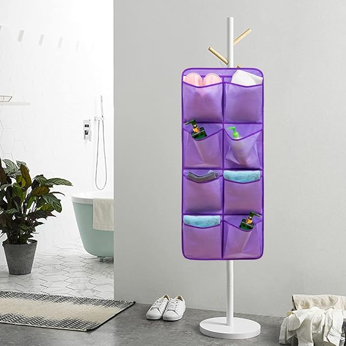 Dual Sided Hanging Closet Organizer Shoe Rack Holder with 26 Large Pockets (Purple)