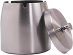 Large Ashtray with Lid for Cigarette, Stainless Steel Smokeless Odorless Windproof Ash tray for Home Office Tabletop Outside Patio Outdoor Balcony(3.93"x3.2"x3.82")